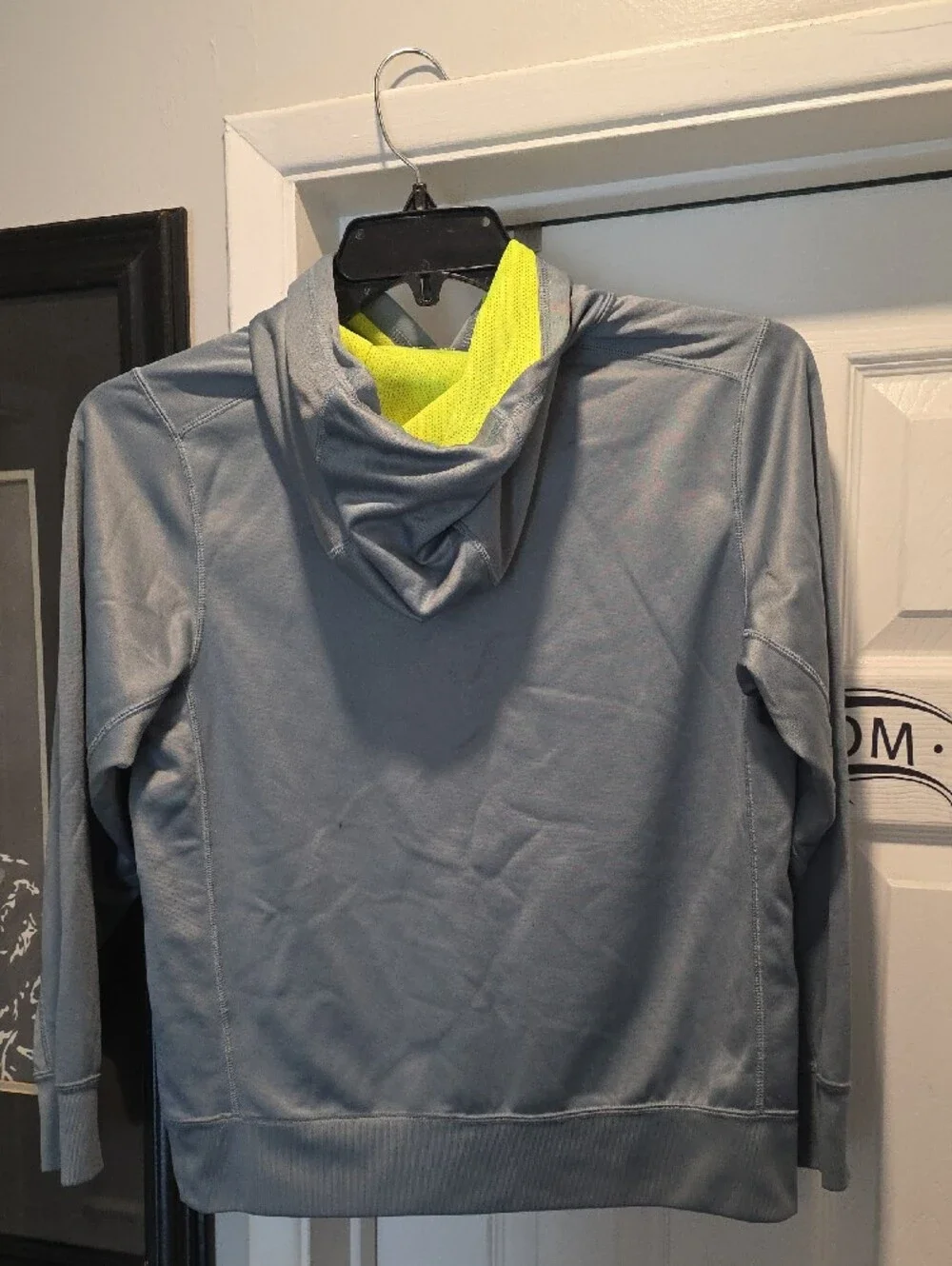 Nike Gray Hoodie with Bright Green Logo Zip-Up Sweater